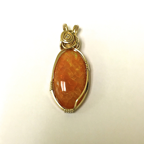 Mexican Fire Opal Set in 14kt Gold-Filled Wire